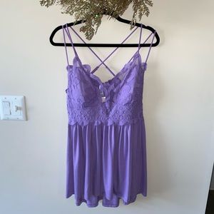 Light purple stretch hi-low tunic top dress sleepwear cotton